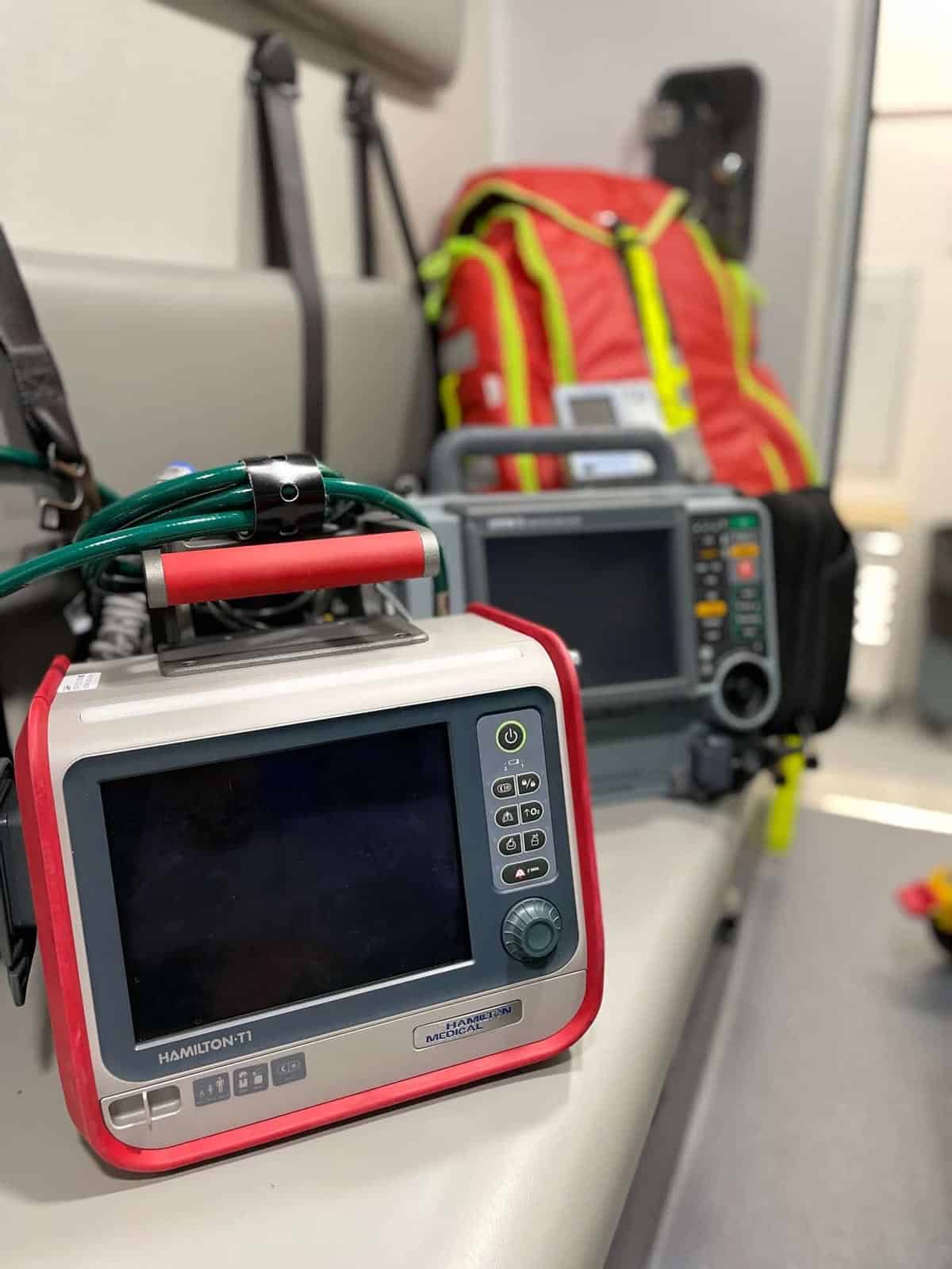 medical equipment inside ambulance